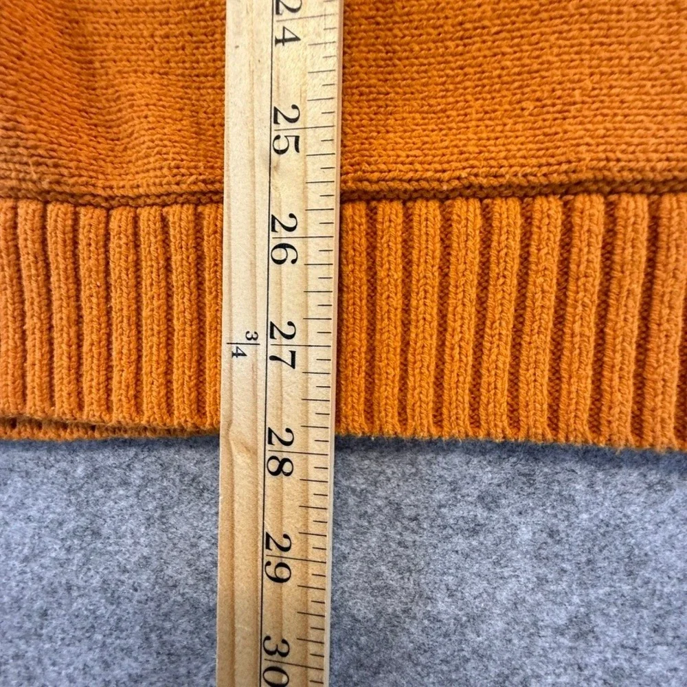 Bass Womens Orange Cable Knit Crew Neck Sweater Size L Chunky Classic